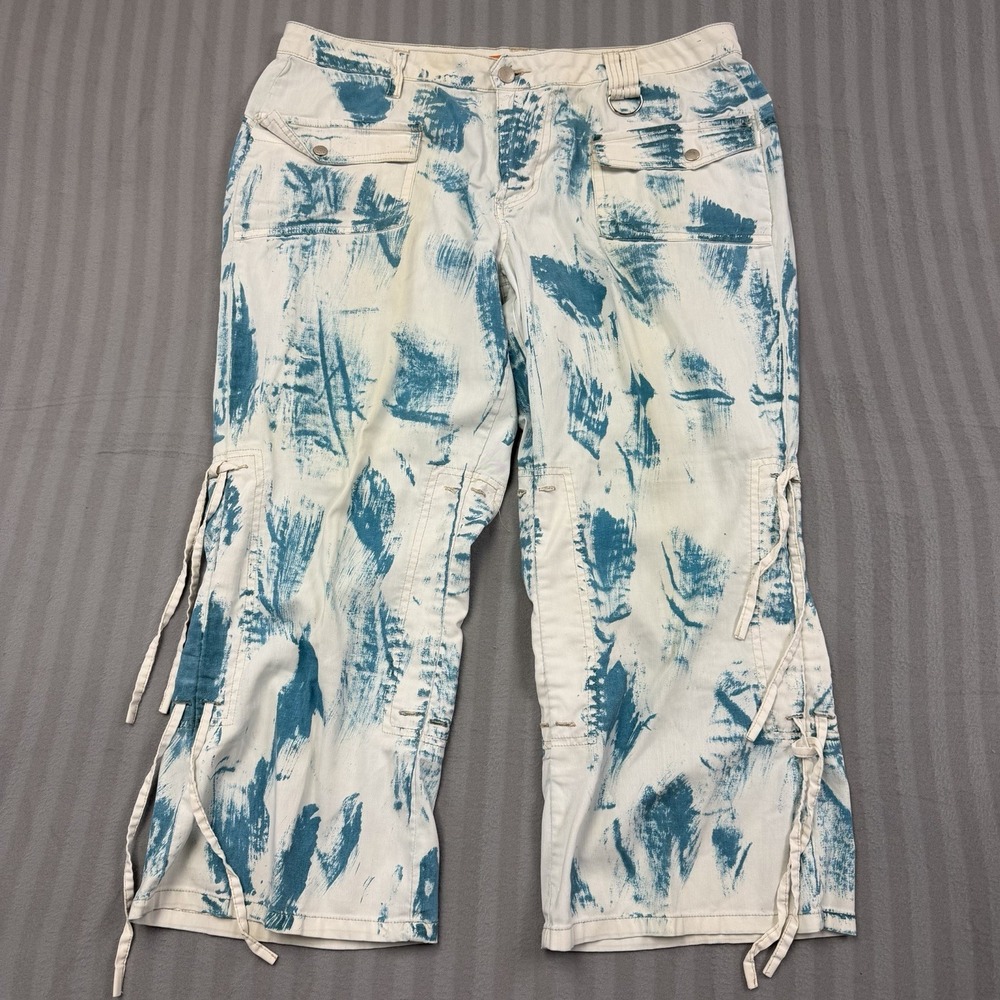 Y2K Cargo Capri‎ Apollo Jeans 17/18 Blue White Brush Stroke